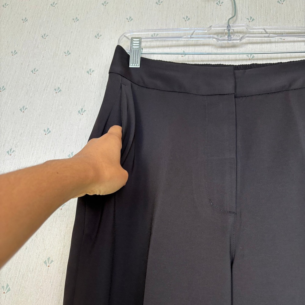 Quince Stretch Crepe Classic Trouser Pants 10 Black Minimalist - Picture 8 of 16